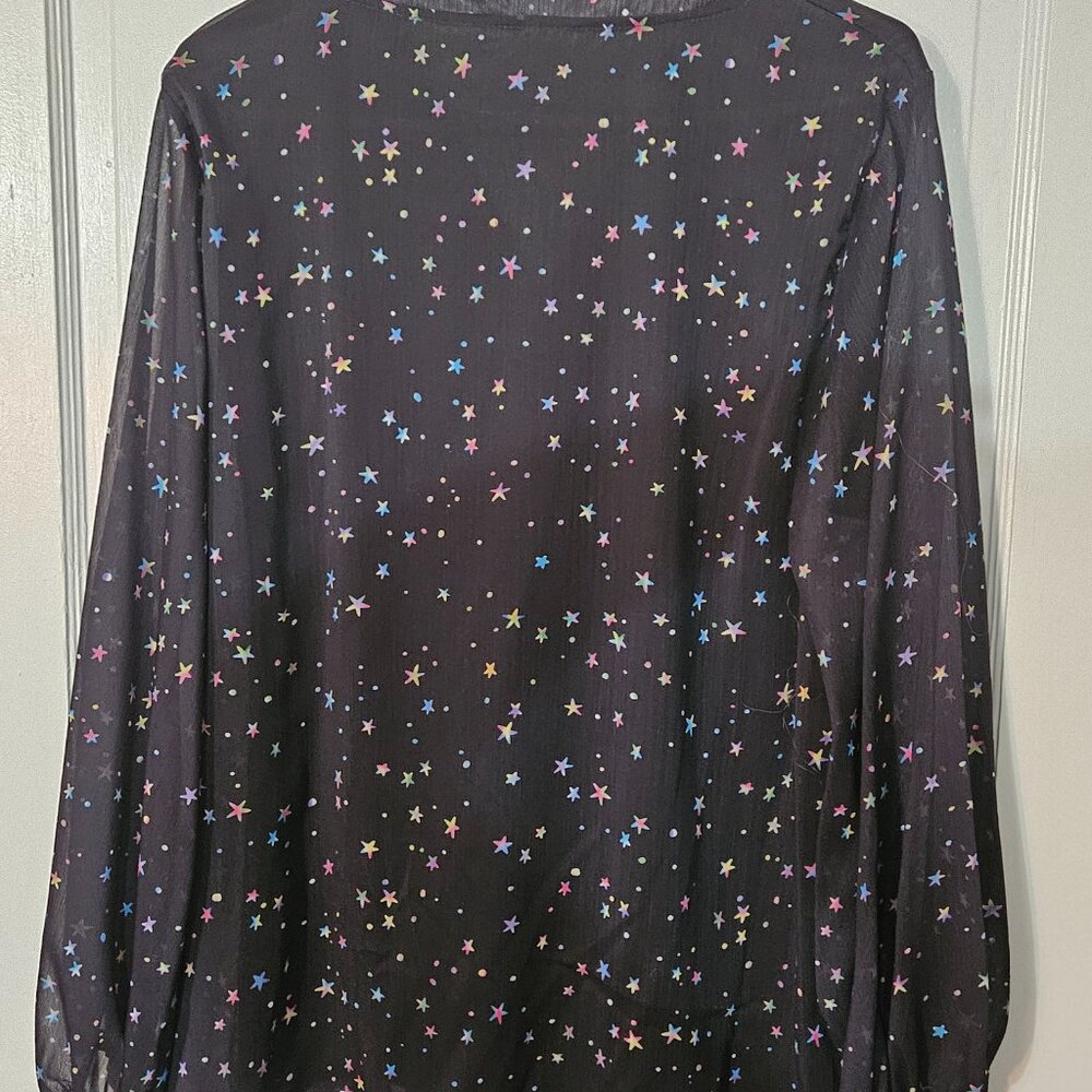 Cosmic Starry Long Sleave Shear Shirt Sz XL Polyester Spandex - Picture 7 of 8